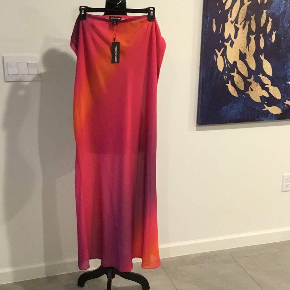 PrettyLittleThing Pink and Orange Maxi Skirt